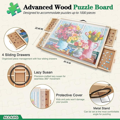ALL4JIG 1000 Pieces 2-in-1 Tilting & Rotating Puzzle Board, 30.16" x - Image 2
