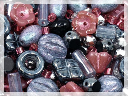 2.1oz Mix of Unique Czech Bohemia Glass Pressed Beads, Matte and Glossy by CzechBeadsManufacturer