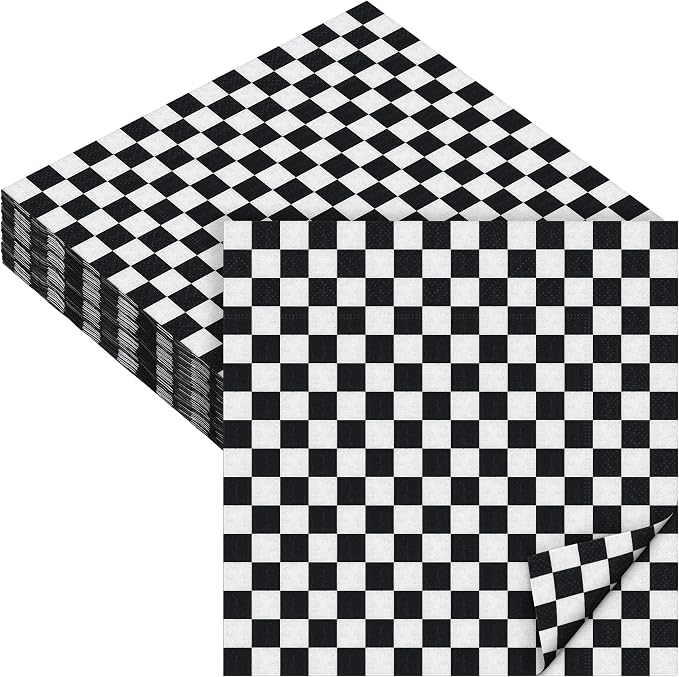 Aodaer 48 Pieces Race Car Paper Napkins Disposable Checkered Flag Napkin Racing by Aodaer
