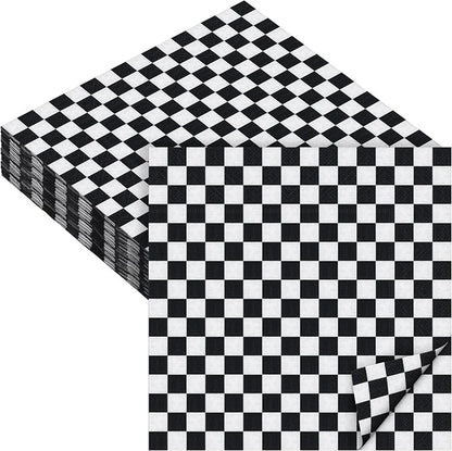 Aodaer 48 Pieces Race Car Paper Napkins Disposable Checkered Flag Napkin Racing by Aodaer