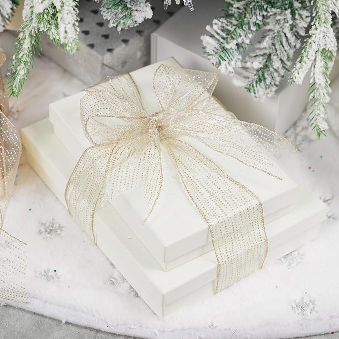 MEEDEE Champagne Gold Wired Ribbon - Image 4