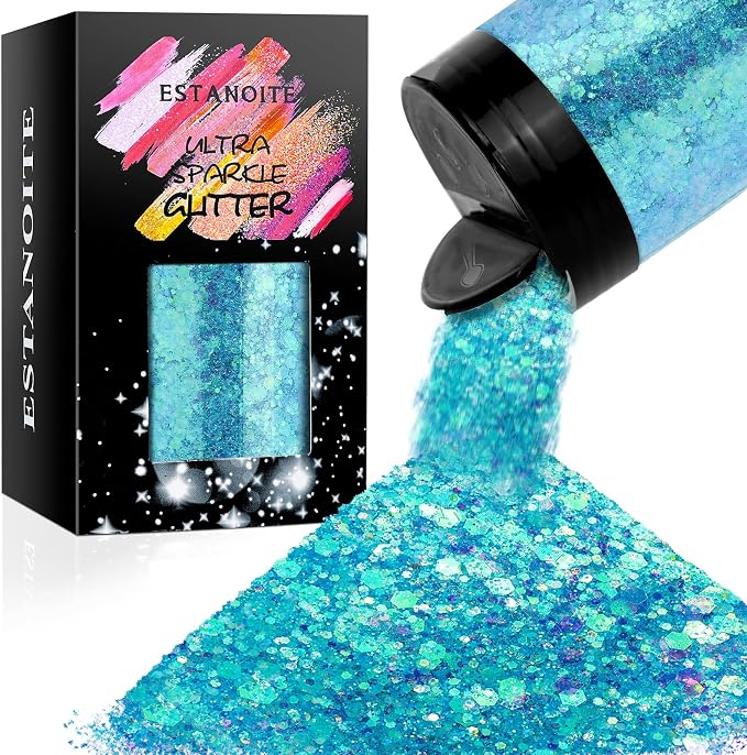 Estanoite Iridescent Chunky Glitter, 160G/5.64OZ Glitter, Mixed Fine & Chunky by Estanoite