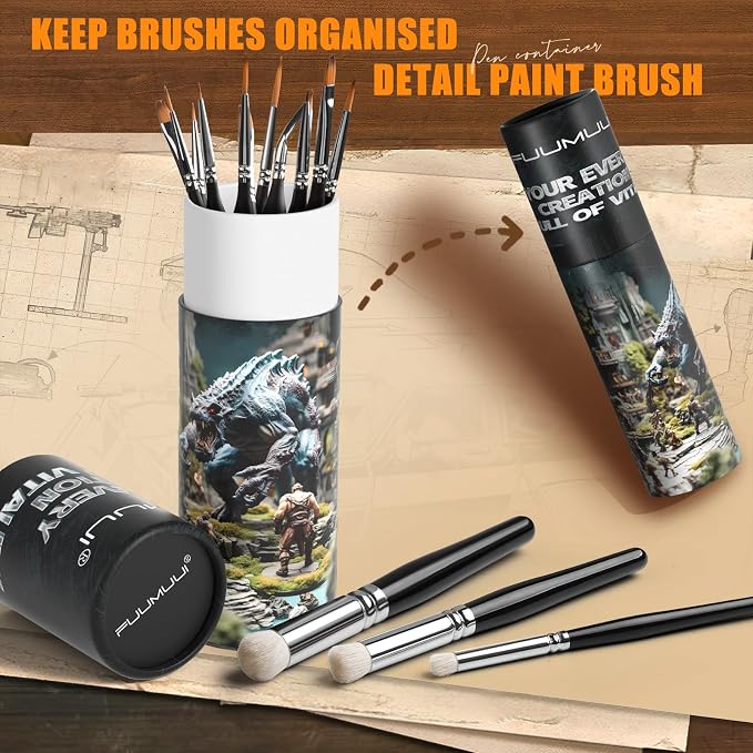Miniature Paint Brushes with Domed Dry Brush Set - Image 7