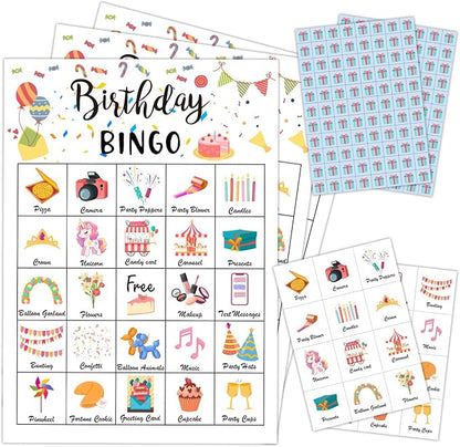 Birthday Party Bingo Game Cards, Birthday Bingo Card by mermermu