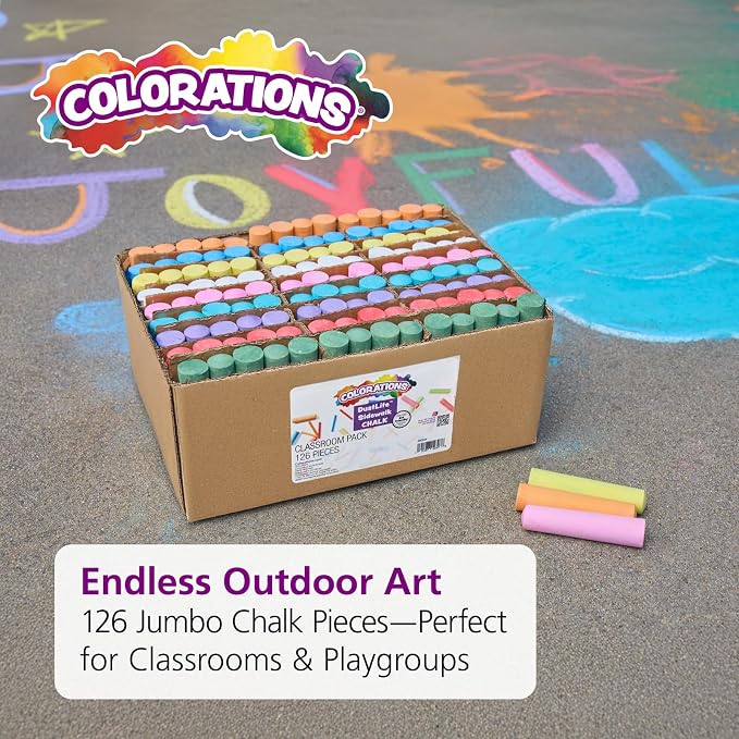 Colorations sidewalk chalk classroom pack, Outdoor Play, Screen-free, Creativity - Image 7