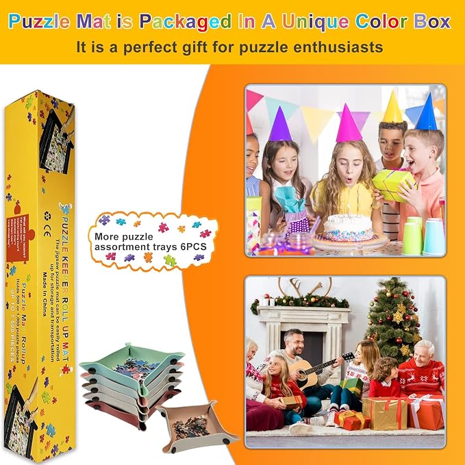 Napzy Rubber Puzzle Mat, Puzzle Matt Rollup, 1500 Piece Puzzles Play Mat Has - Image 9