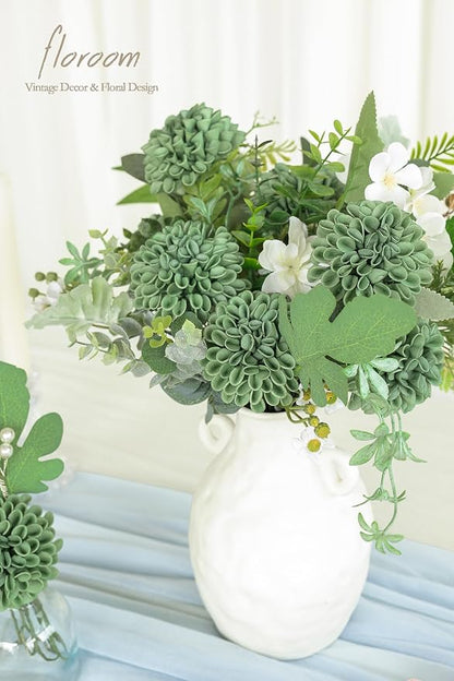 Floroom Artificial Dahlia Flowers 25pcs Real Looking Elf Green Foam Fake Roses - Image 2