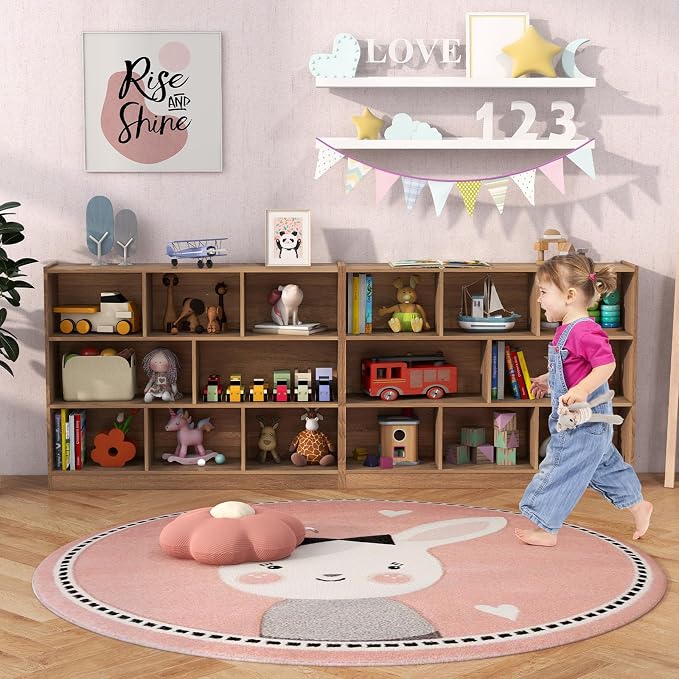 KOTEK Toy Storage Organizer, 8 Cubby Kids Bookshelf, Wooden 4-Tier Bookcase - Image 2