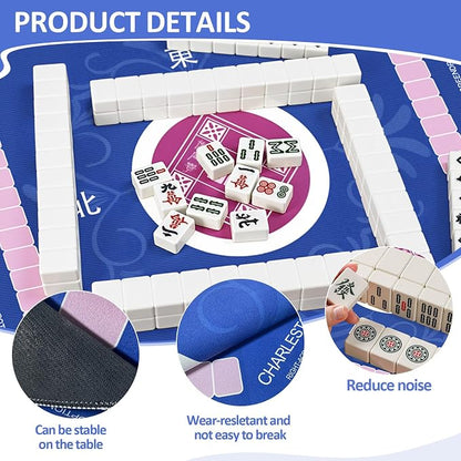 Mahjong Mat with Rules for Table with 6 Mahjong Playing Instructions, 4 Mahjong - Image 3