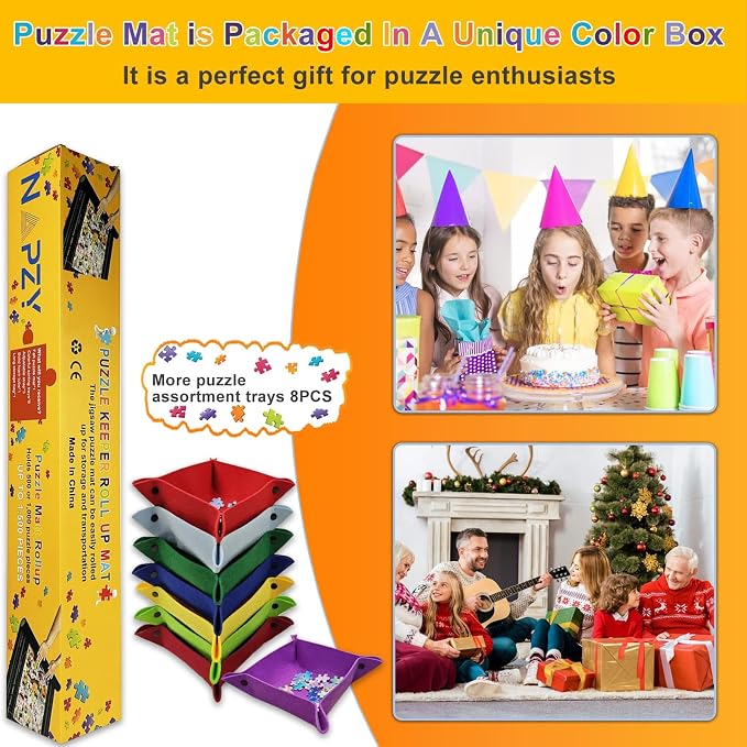 Napzy Puzzle Mat, Jigsaw Matt Rollup 8PCS Sorting Trays Up to 1500pcs Puzzles - Image 5
