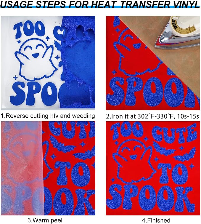 FUNKAKA Glitter Royal Blue HTV Heat Transfer Vinyl Rolls - Image 4