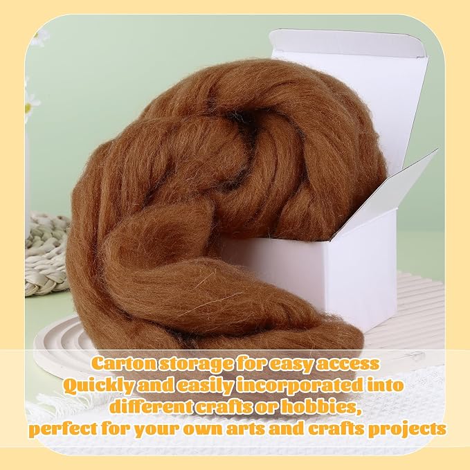 3.53oz Wool Roving Yarn, Wool Felting Supplies, Pure Wools, Chunky Yarn - Image 8