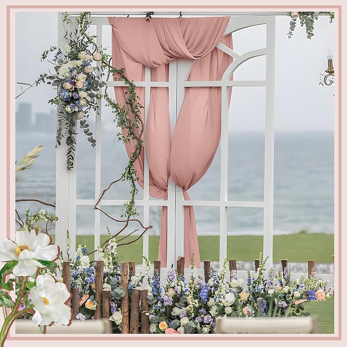 Horbaunal Dusty Rose Chiffon Fabric by The Yard, 1 Yard Continuous Sheer Fabric - Image 6