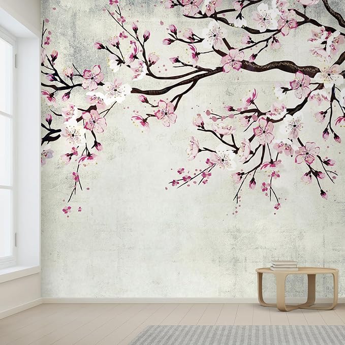 wall26 Wall Sticker/Wall Mural Watercolor Style Ink Painting Pink Cherry - Image 2