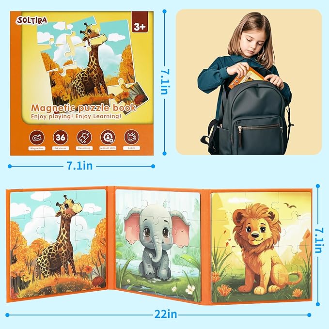 Puzzles for Kids Ages 3-5 36PCS-3 Animal Themes Magnetic Puzzles for Kids 4-6 - Image 4