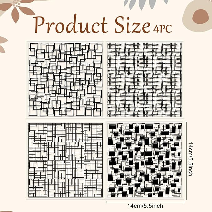 CHGCRAFT 4 Pcs Graffiti Grid Polymer Clay Texture Sheets Abstract Squares - Image 2