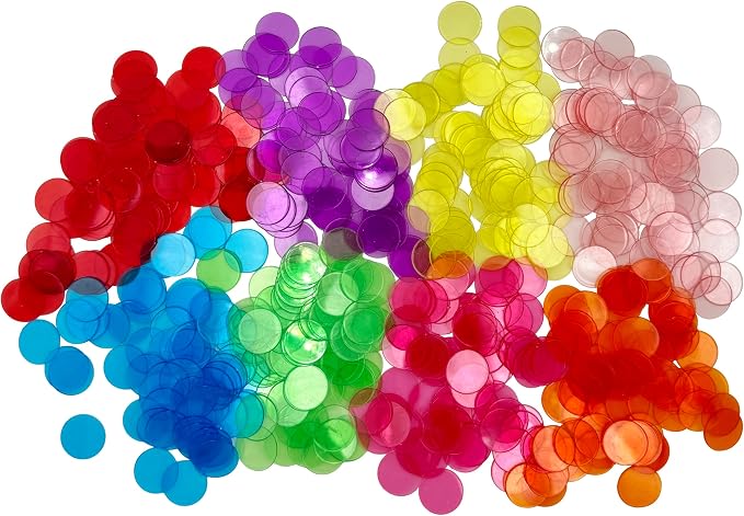 500 Pcs of 3/4 inch Transparent 8 Color Clear Bingo Counting Chips Plastic - Image 5