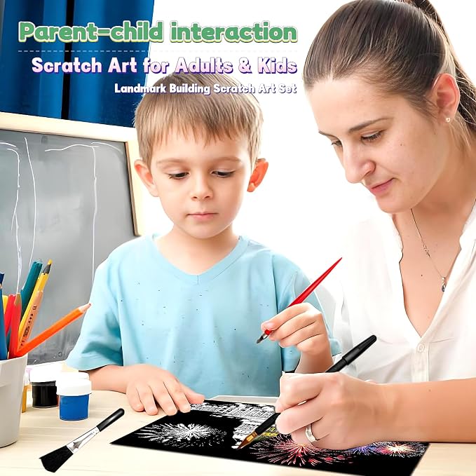 Scratch Art Painting Kit for Adults-8 Sheets A4 Rainbow Scratch Painting Paper - Image 6