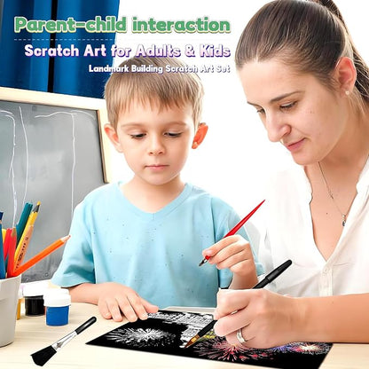 Scratch Art Painting Kit for Adults-8 Sheets A4 Rainbow Scratch Painting Paper - Image 6