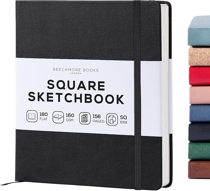 Beechmore Books Square Sketchbook – 8x8 Premium Vegan Leather Bound Large by BeechmoreBooks
