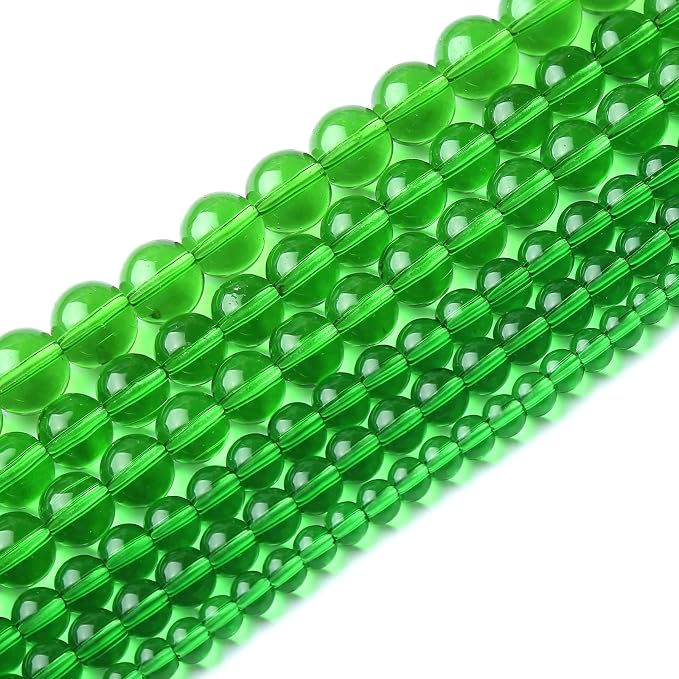 60pcs 6mm Smooth Green Crystal Glass Quartz Beads Round Loose Beads - Image 5