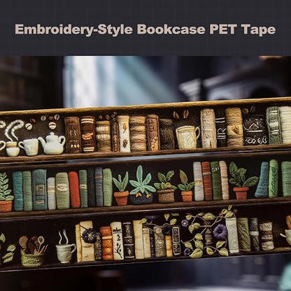 Magician’s Bookcase PET Tapes – 6 Rolls of Fantasy Embroidery-Style Bookcase - Image 3