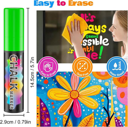 FansArriche Jumbo Window Markers, 3 Pack 15mm Neon Chalk Pens, Liquid Chalk - Image 5