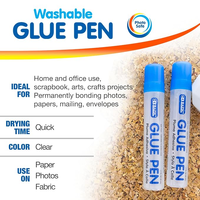 BAZIC Products Washable Glue Pen 1.7 Oz., Liquid Clear Glues Bond Adhesive - Image 3