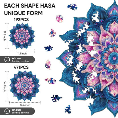 Wooden Puzzles for Adults 471 Pieces, Mandela Lotus Jigsaw Puzzles, Unique - Image 5