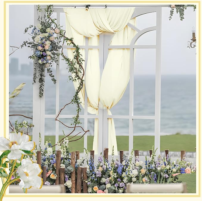 Horbaunal Ivory Chiffon Fabric by The Yard, 5 Yard Continuous Sheer Fabric 59" - Image 6
