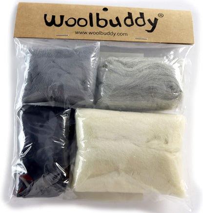 Woolbuddy Needle Felting Wool, Natural Handmade Wool Roving, 6 Vibrant Colors by Woolbuddy