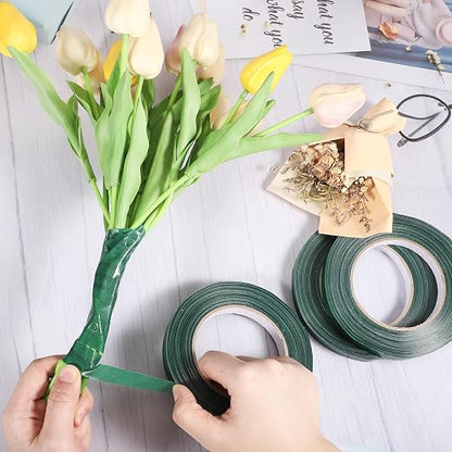 Prudiut 3 Roll Green Floral Tape Waterproof Florist Tape, 1/2" Wide Flower Wrap - Image 6