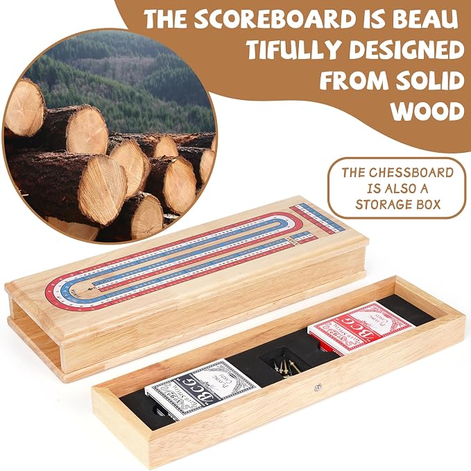 Wooden Cribbage Board Game Set - Image 4