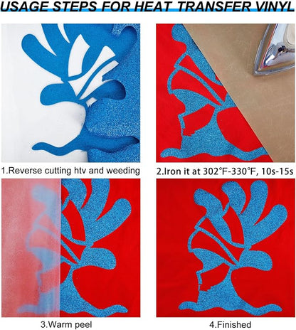 FUNKAKA Glitter Blue HTV Heat Transfer Vinyl Rolls - Image 4