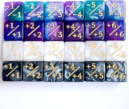 24Pieces Token Counter Dice| Galaxy Mix White Black D6 Dice Set - Image 3