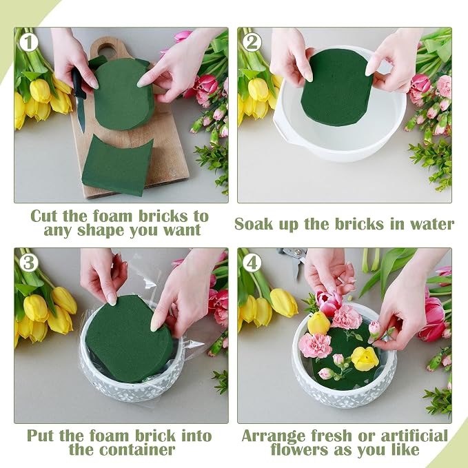 24 Packs Floral Foam Blocks Wet & Dry Floral Foam Bricks 5.5x3.1x1.8 Inch - Image 5