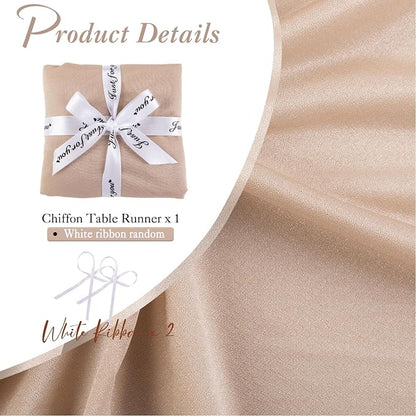 Champagne Chiffon Table Runner 30 x 120 Inches Sheer Table Runner 10ft Romantic - Image 2