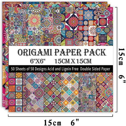 Origami Paper Kit 50 Sheets 70GSM 6 Inch Square Double Sided Color 50 Vivid - Image 2