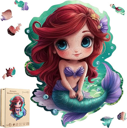 Wooden Puzzles for Adult and Kids, 100 Pieces Ocean Puzzle, Mermaid Unique by WoodenPuzzles