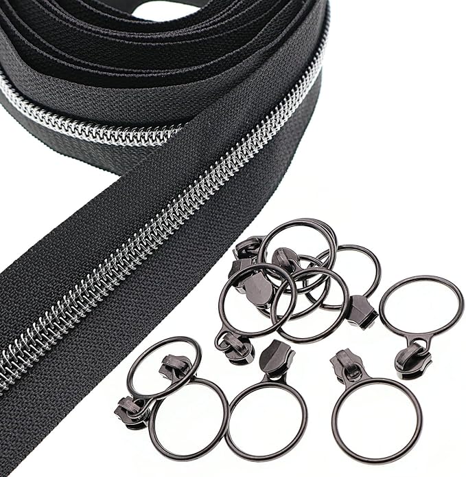 Leekayer #5 Black Nickel Metallic Nylon Coil Teeth Zippers by The Yard Bulk 10 - Image 7