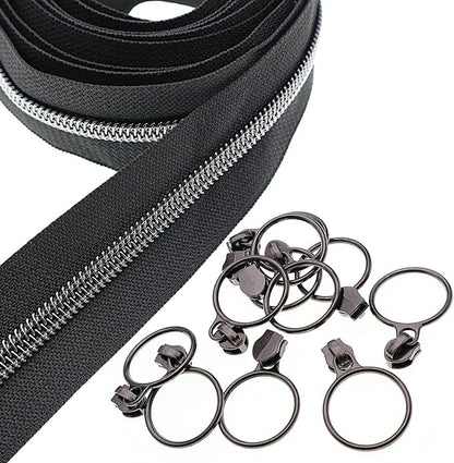 Leekayer #5 Black Nickel Metallic Nylon Coil Teeth Zippers by The Yard Bulk 10 - Image 7