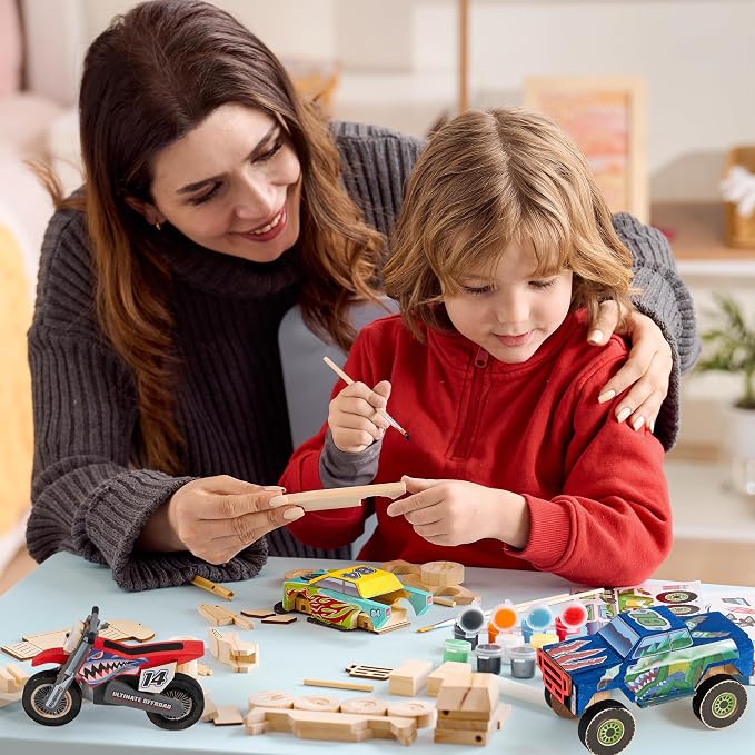 JOYIN Kids Craft Kit Build & Paint Your Own Wooden Race Car Art & Craft Kit DIY - Image 5