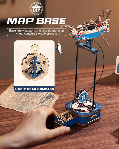 ROKR 3D Wooden Puzzles for Adults, Gravity Swing Ocean Fisher Model kit - Image 4