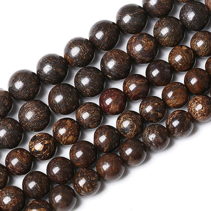 74pcs 10mm Natural Stone Beads Brown Bronzite Gemstone Round Loose Beads - Image 2