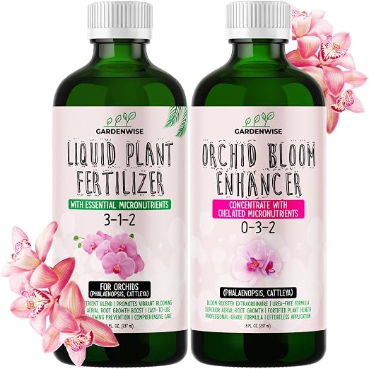 Orchid Fertilizer – Complete Orchid Plant Food Set 3-1-2 & 0-3-2 Liquid by GARDENWISE