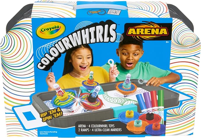 Crayola Colourwhirls Battle Arena Art Game, DIY Gyro Spin Art Toy, 4 Battling - Image 2