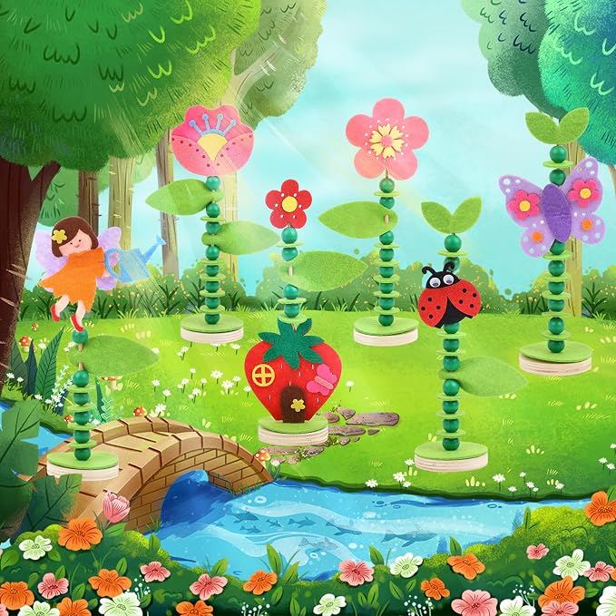 Coola Craft Kit Set for Preschool Kids, Educational Felt & Wood Flower Fairy - Image 2