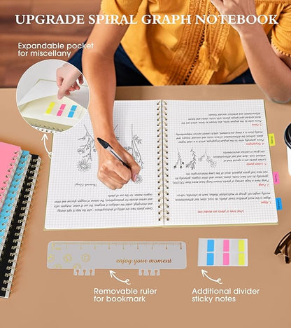 Graph Paper Notebook, Spiral Notebook Journal 8.5” x 11”, A4 Large Grid - Image 5