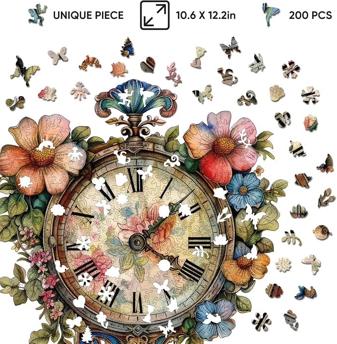 Wooden Jigsaw Puzzles 500 Pieces, Flower Clock Wooden Puzzles - Image 5