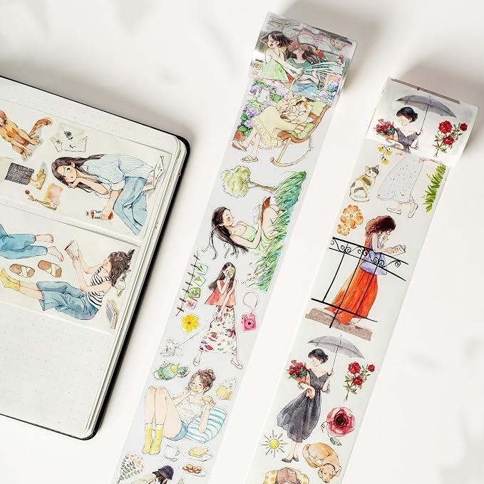 WT Pre-Cut Leisurely Days Washi Tape Roll, Original Designs, Decorative - Image 2